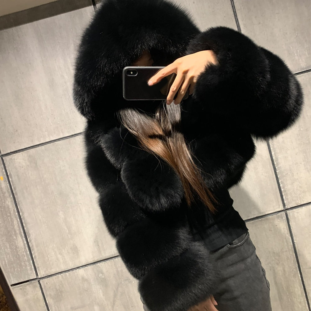 Faux Fur Crop Fluff Coat