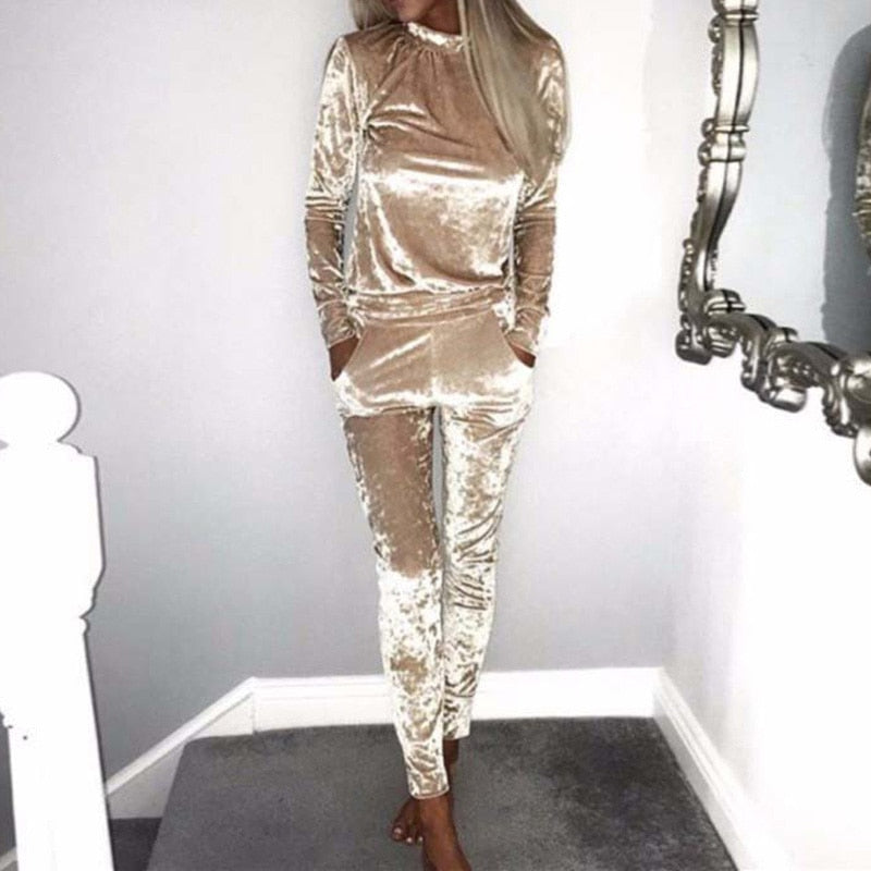 Two Piece Winter Velour Tracksuit