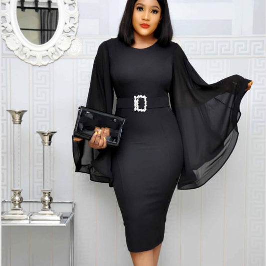 Chiffon Flare Autumn Midi Dresses