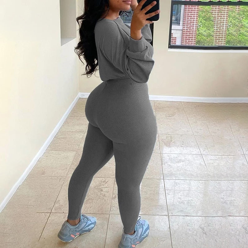 Embroidery Two Piece  Sweatshirt+Leggings