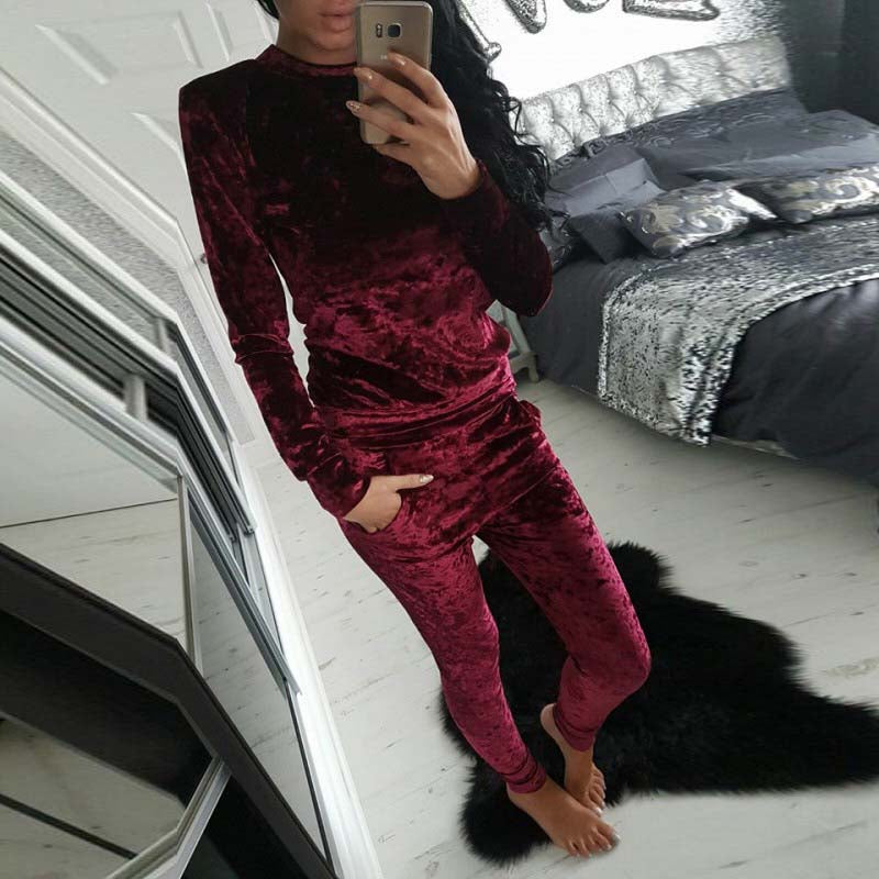 Two Piece Winter Velour Tracksuit