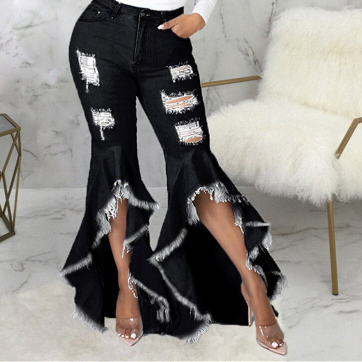 Ripped Ruffle Jean