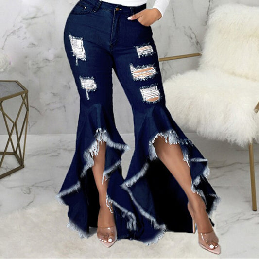 Ripped Ruffle Jean